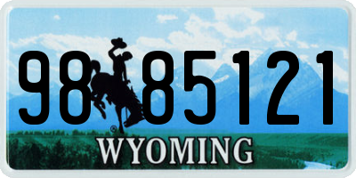 WY license plate 9885121