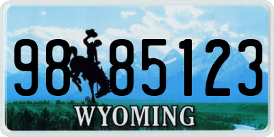WY license plate 9885123