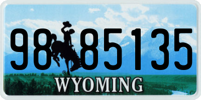 WY license plate 9885135
