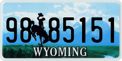WY license plate 9885151