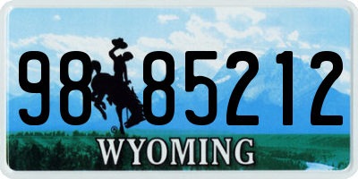 WY license plate 9885212