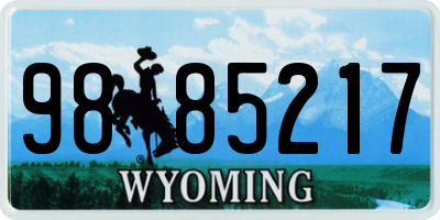 WY license plate 9885217