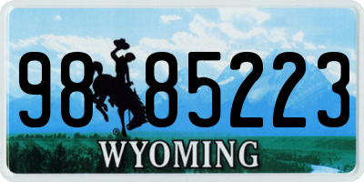 WY license plate 9885223