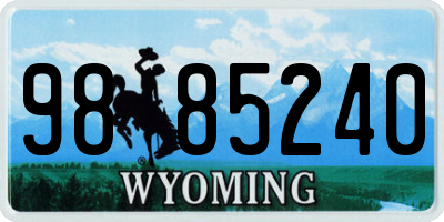 WY license plate 9885240