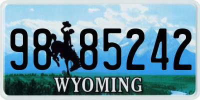 WY license plate 9885242