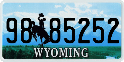WY license plate 9885252