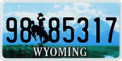 WY license plate 9885317