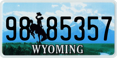 WY license plate 9885357