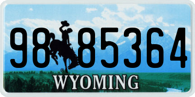 WY license plate 9885364