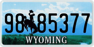 WY license plate 9885377
