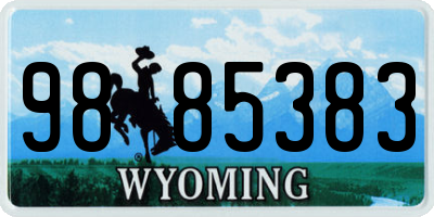 WY license plate 9885383