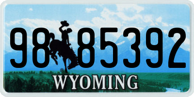 WY license plate 9885392