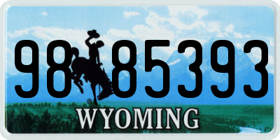 WY license plate 9885393