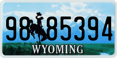 WY license plate 9885394