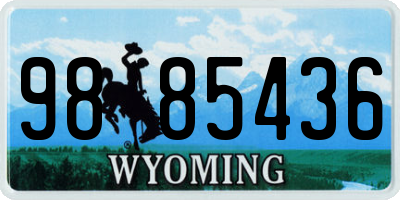 WY license plate 9885436