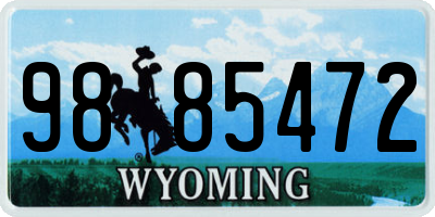WY license plate 9885472