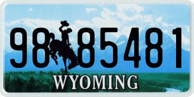 WY license plate 9885481