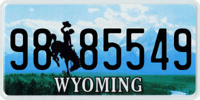 WY license plate 9885549