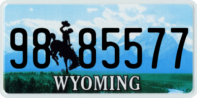 WY license plate 9885577