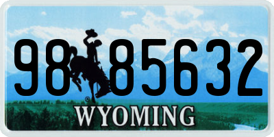 WY license plate 9885632