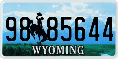 WY license plate 9885644