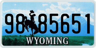 WY license plate 9885651