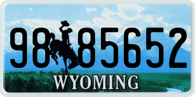 WY license plate 9885652