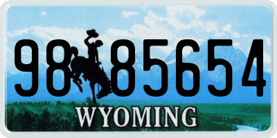 WY license plate 9885654