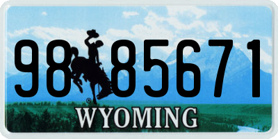 WY license plate 9885671