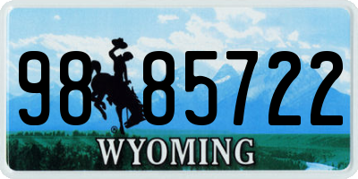 WY license plate 9885722