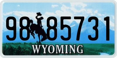 WY license plate 9885731