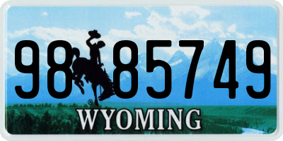 WY license plate 9885749