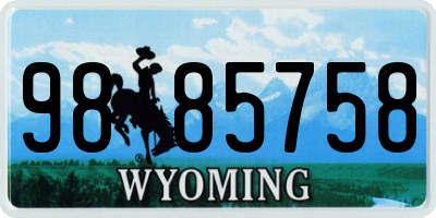 WY license plate 9885758