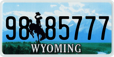 WY license plate 9885777