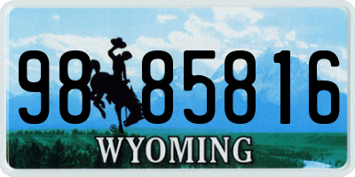 WY license plate 9885816