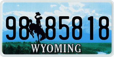 WY license plate 9885818