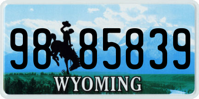 WY license plate 9885839
