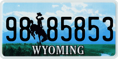 WY license plate 9885853