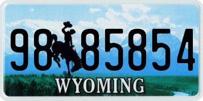 WY license plate 9885854