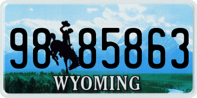 WY license plate 9885863