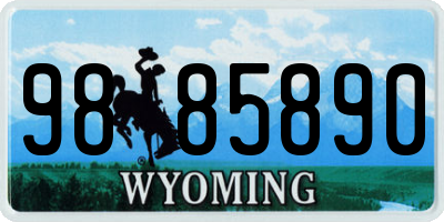 WY license plate 9885890