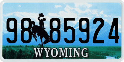 WY license plate 9885924
