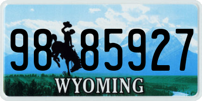 WY license plate 9885927