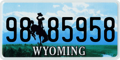 WY license plate 9885958