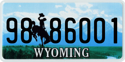 WY license plate 9886001