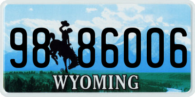 WY license plate 9886006