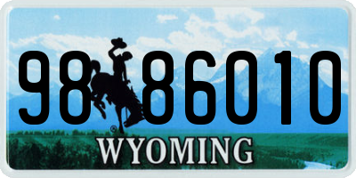WY license plate 9886010