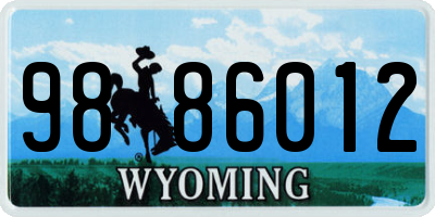 WY license plate 9886012