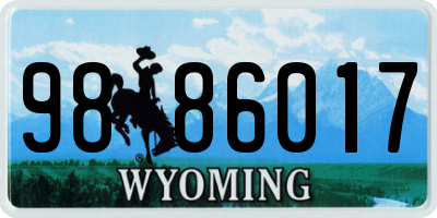 WY license plate 9886017