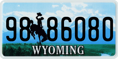 WY license plate 9886080
